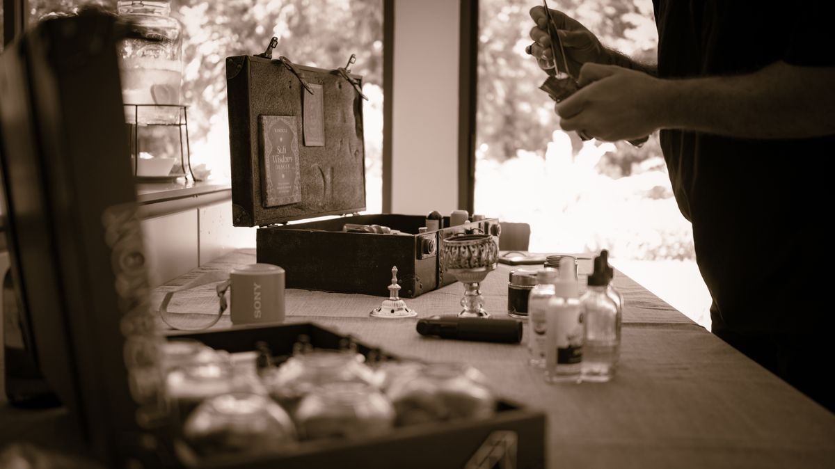 Nad's healing tools laid out on a table